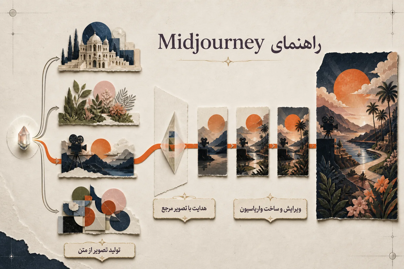 اینفوگرافیک راهنمای انتخاب و استفاده از Midjourney Basic