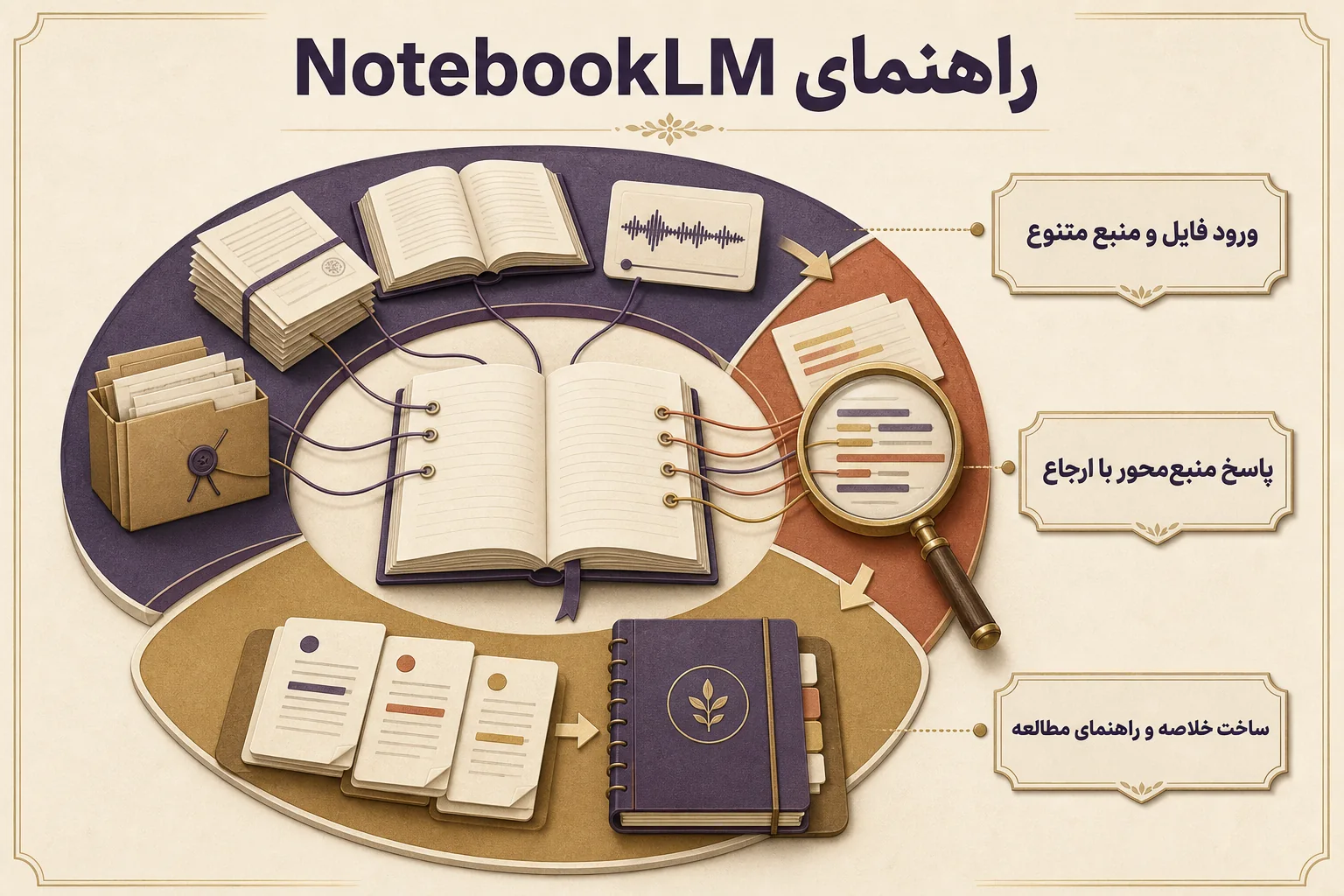 اینفوگرافیک راهنمای انتخاب و استفاده از NotebookLM Plus